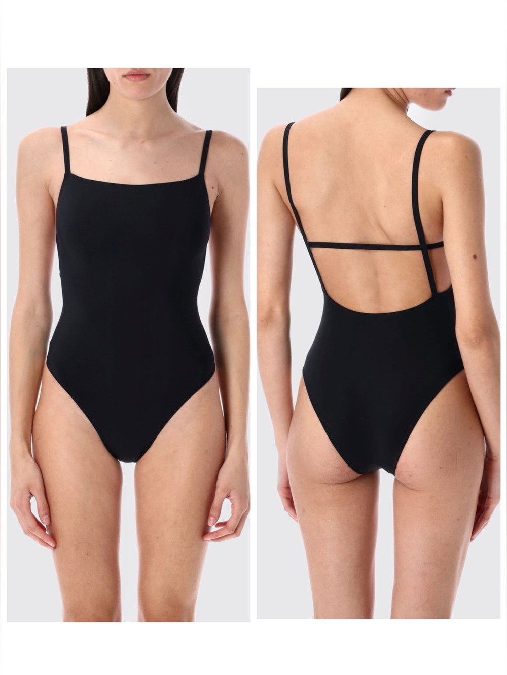 NWT Lido Tre One Piece Swimsuit Black Open Back Strappy Sz S
